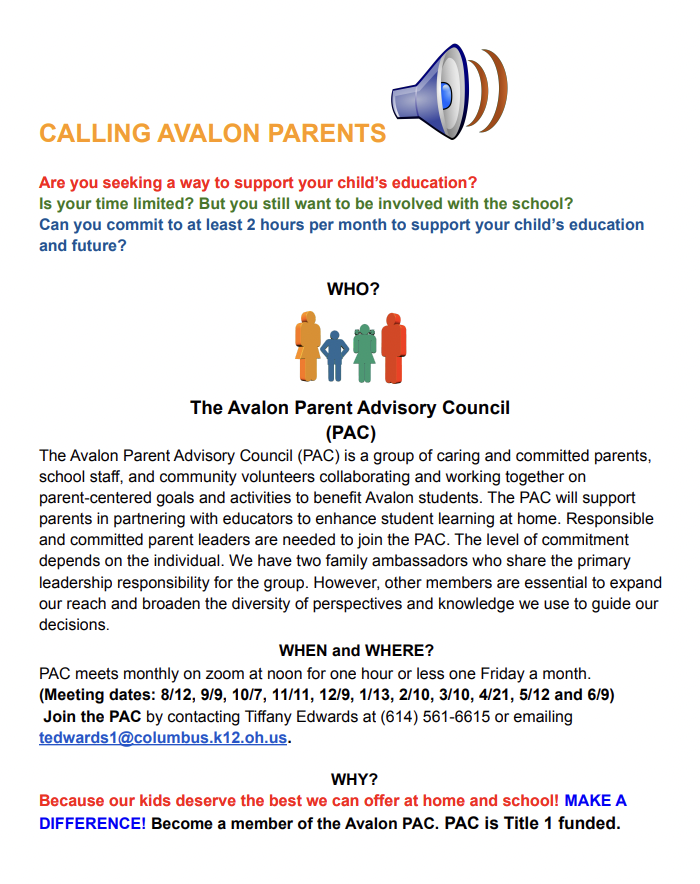 Calling All Avalon Parents & Families